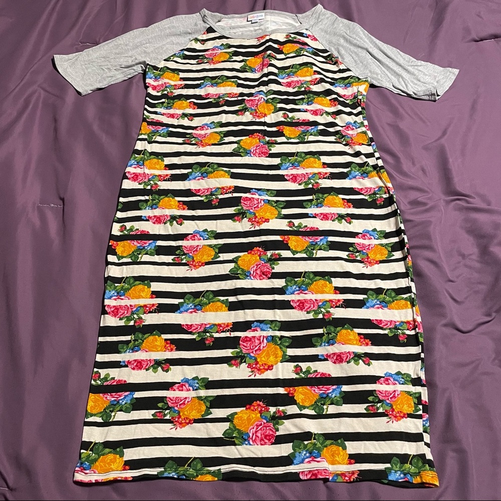 Lularoe Julia floral stripe print